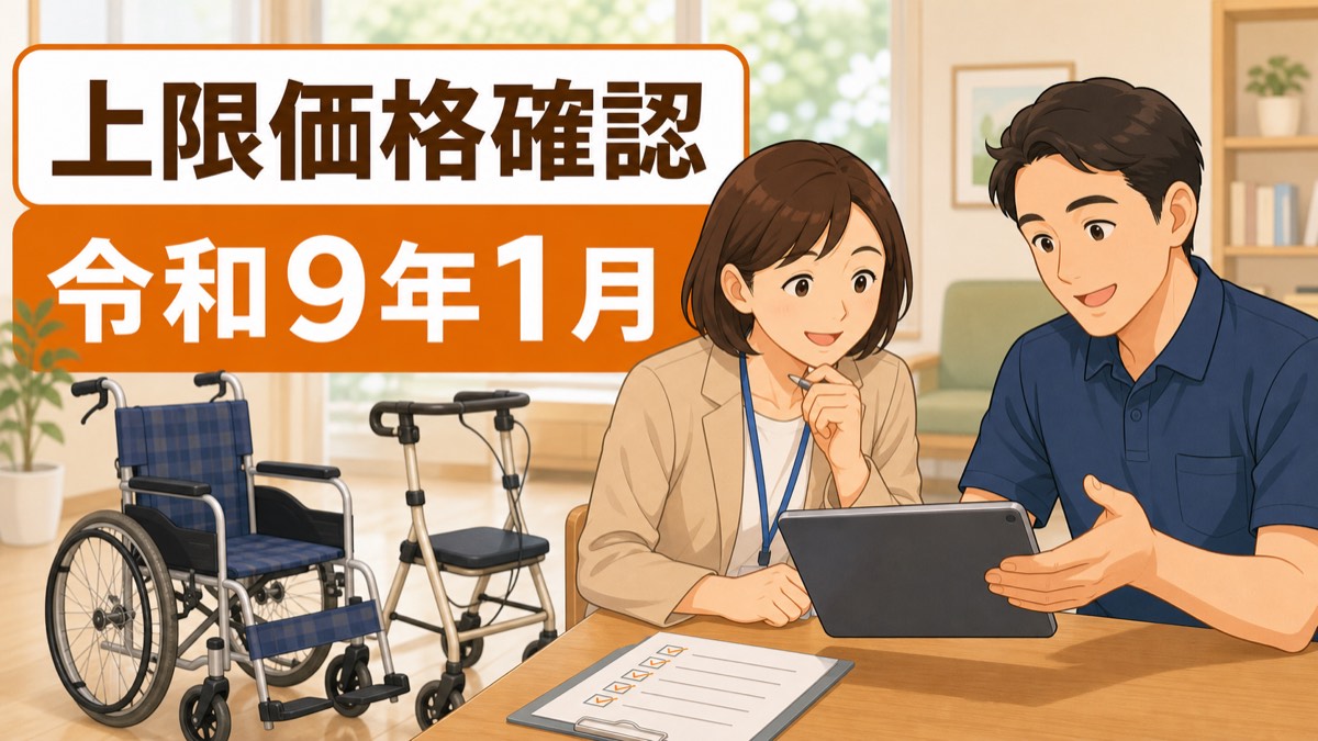 福祉用具貸与の上限価格と令和9年1月の適用時期を確認するイラスト
